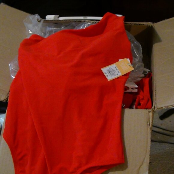 Kona Sol Women's Swimsuit Body Suit One Piece One Shoulder Tummy Control Red M - Picture 4 of 14